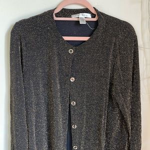 Vintage 1990s Rafael size large gold, metallic, and black long cardigan